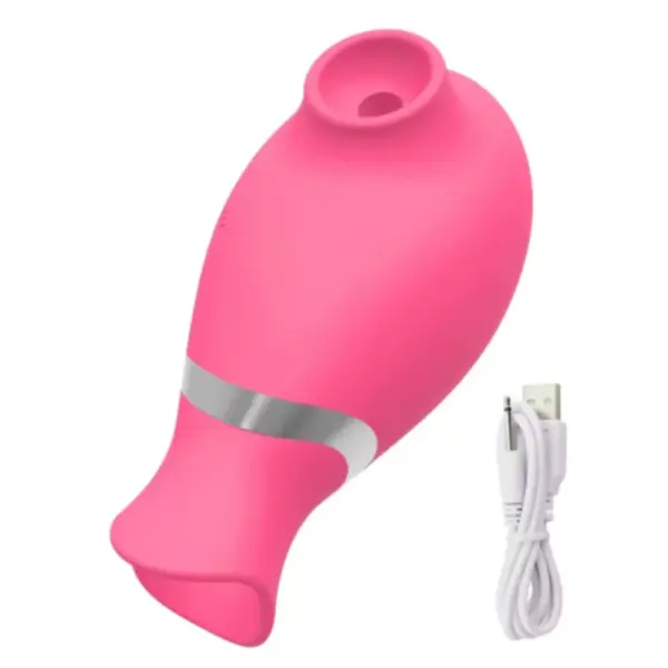 pink clit and sucking vibrator with it's USB charger