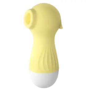 Cheerful yellow Mini Seahorse Sucking Vibrator SeaLora featuring a smooth, ergonomic shape with a white base and soft silicone texture.