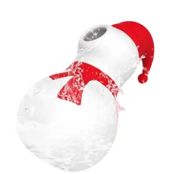 The Frosty Clit Sucker in mid-splash, emphasizing its waterproof design perfect for bath or shower play.
