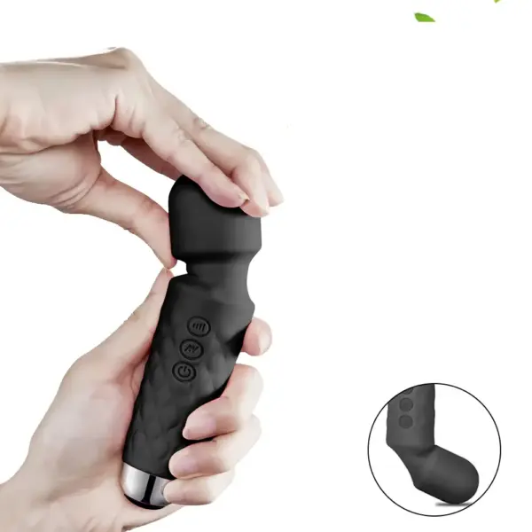 two hands bending the mini magic vibrator showcasing it's flexibility