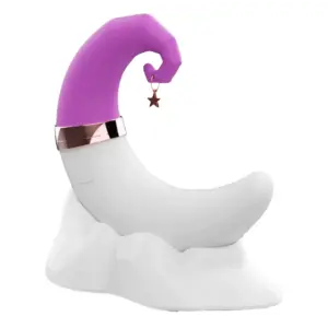 moon shaped sucking and vibrating dildo with stand