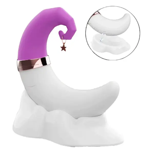 half moon sucking and vibrating dildo with stand and magnetic charger