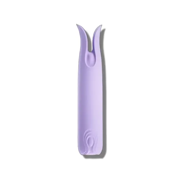 A standalone image of the purple clip clitoral vibrator, showcasing its sleek design and dual-tip stimulation ends. Ideal for discreet, on-the-go pleasure.