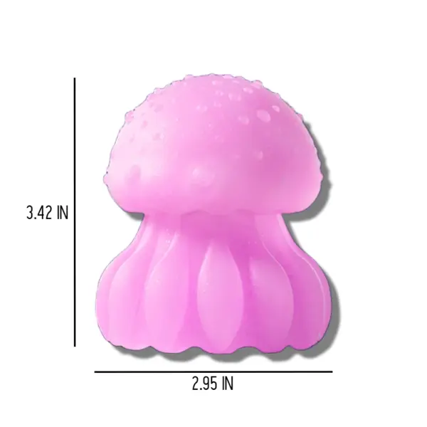 Front view of the Jellyfish Clit Licking Vibrator with measurements: 3.42 inches tall and 2.95 inches wide, highlighting its compact and ergonomic design.