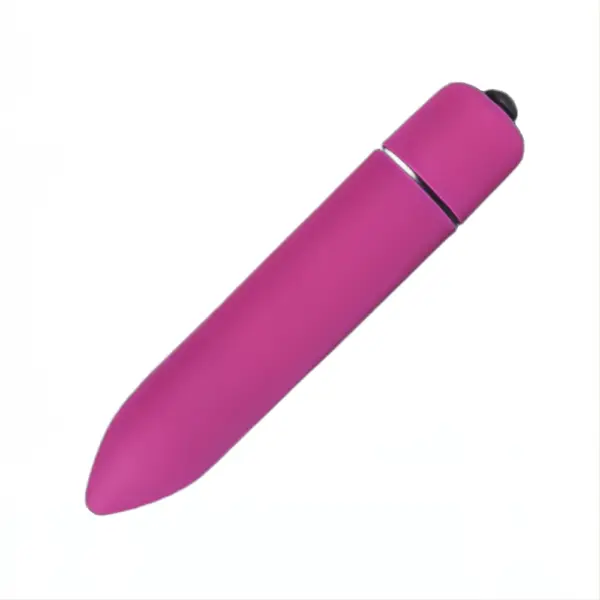 Sleek pink battery powered bullet vibrator with a smooth, tapered tip and a discreet black button at the base, designed for compact and targeted stimulation.