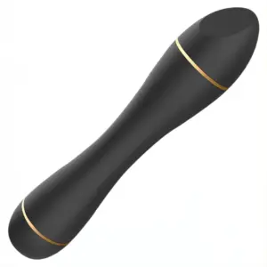 Close-up side view of the flat head bullet vibrator, featuring a sleek black finish and tapered ends designed for targeted stimulation.