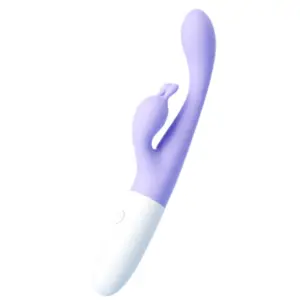 Waterproof Bunny Vibrator Twinkle Tease in soft Purple, shown at a slight diagonal angle to highlight its curved shaft and rabbit arm on a white background.