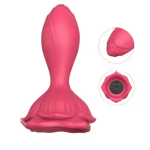APP Control Butt Plug Vibrator Starpetal rear view highlighting the smooth, tapered plug body and decorative mermaid-tail base detail