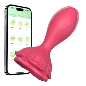 APP Control Butt Plug Vibrator Starpetal shown paired with a smartphone screen running the companion app and displaying multiple vibration modes