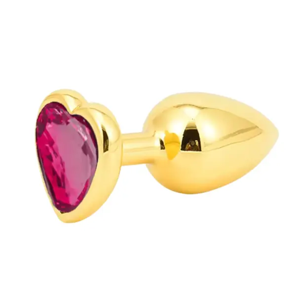 Butt Plugs With Jewel – Glitzie designed with a bright red heart-shaped crystal set into a reflective gold plug for a bold, romantic style.
