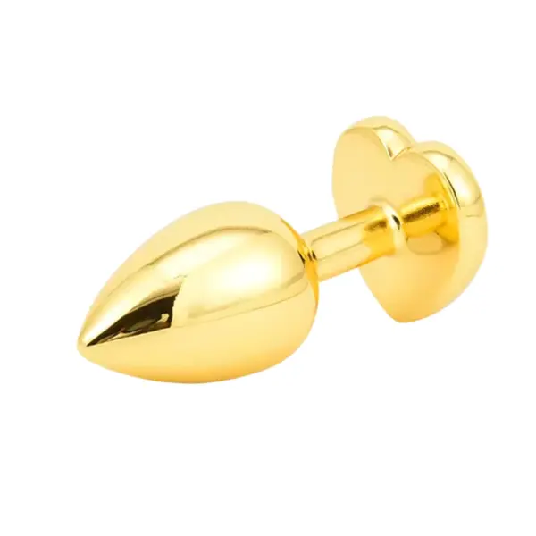 Butt Plugs With Jewel – Glitzie in solid gold finish with a smooth heart-shaped base, shown without gemstone for a minimal option.