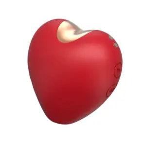 A single red Passion Pull heart-shaped rechargeable sucker, angled to highlight the polished metal-rimmed suction cup and the embossed vibration/suction control buttons on its side.