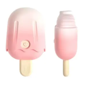 Side-by-side view of Lustful Treat’s Mini Popsicle Suction Vibrator, both fully assembled and with the cap removed to show the internal suction mechanism.