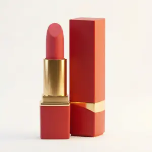 Fayra lipstick bullet vibrator in red and gold shown upright beside matching cap, featuring a sleek discreet lipstick-style design