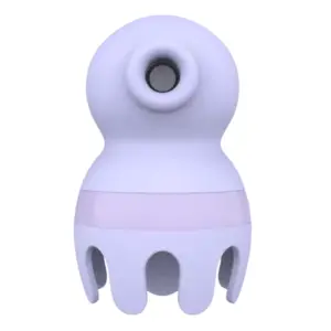 Front view of the Licker and Sucker Vibrator - Octopussy in light purple, showing the round suction head and soft, jellyfish-inspired base design.