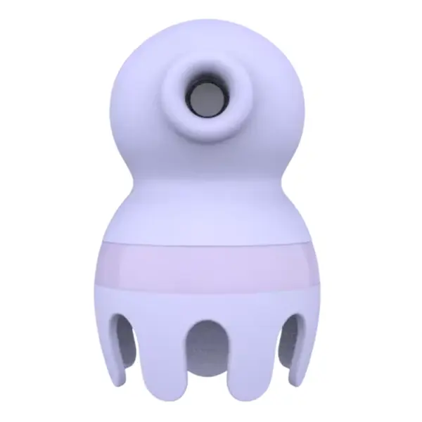Front view of the Licker and Sucker Vibrator - Octopussy in light purple, showing the round suction head and soft, jellyfish-inspired base design.