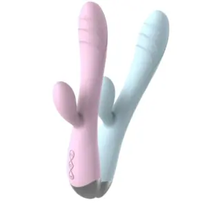 Waterproof Bunny Vibrator – Twinkle Tease in pink and blue color options, showcasing dual stimulation rabbit design.