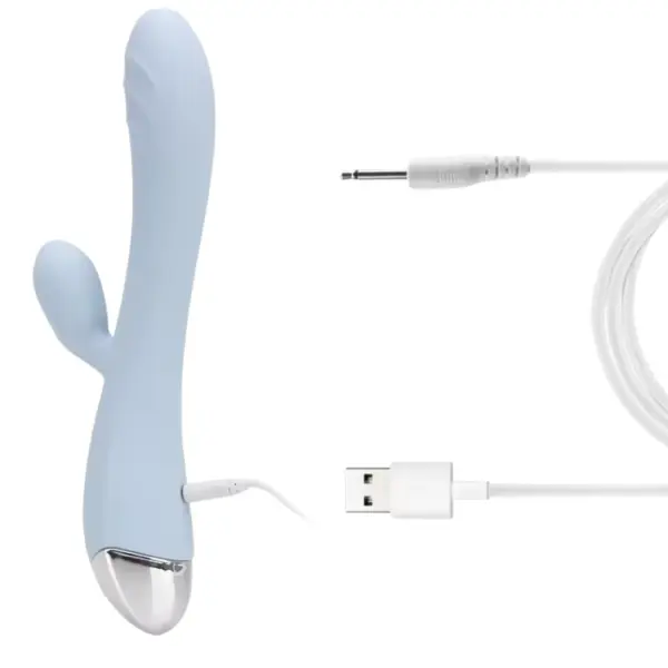 Waterproof Bunny Vibrator – Twinkle Tease rabbit vibrator alongside its USB charging cable connection port