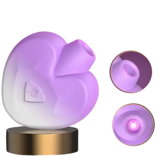Close-up of the silicone suction nozzle on the 10 Modes Discreet Suction Vibes-Princess perfume, revealing the smooth inner chamber and textured lip for precision stimulation. An inset swirl graphic highlights the discreet suction action across all 10 intensity modes for tailored, hands-free pleasure.