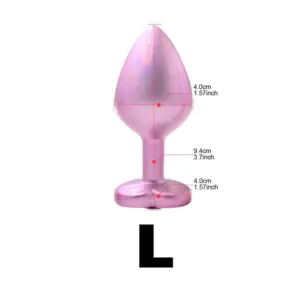 Sizing diagram of the large Pink Peep butt plug showing 4.0 cm (1.57″) maximum diameter, 9.4 cm (3.7″) total length, and 4.0 cm (1.57″) base width, clearly labeled on a white background.
