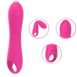Multi-view image of Quiver Queen's Silicone Flexible Dildo Vibrator, highlighting the flexible shaft, rounded tip, and ergonomic loop base designed for targeted stimulation.