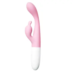 Powerful Double Battery Rabbit Sweet Surrender rose pink rabbit-style vibrator in an upright profile view on a white background.
