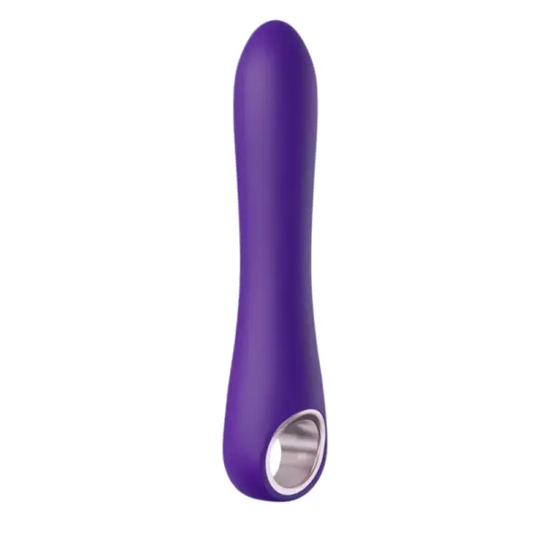 The 10 Frequencies Silicone Vibrating Dildo by Vibrant Vixen in upright position, showcasing its gently curved shaft, perfect for targeted internal stimulation.
