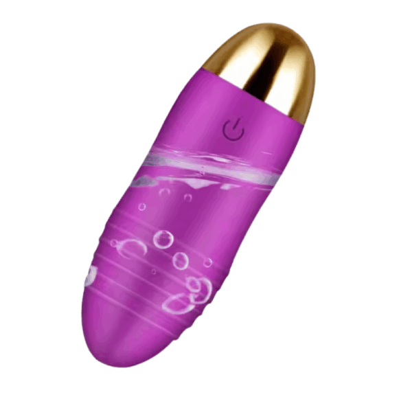 The Remote Control Egg Vibrator – Velvet Pulse partially underwater with bubbles and ripples, demonstrating its waterproof design and smooth finish.