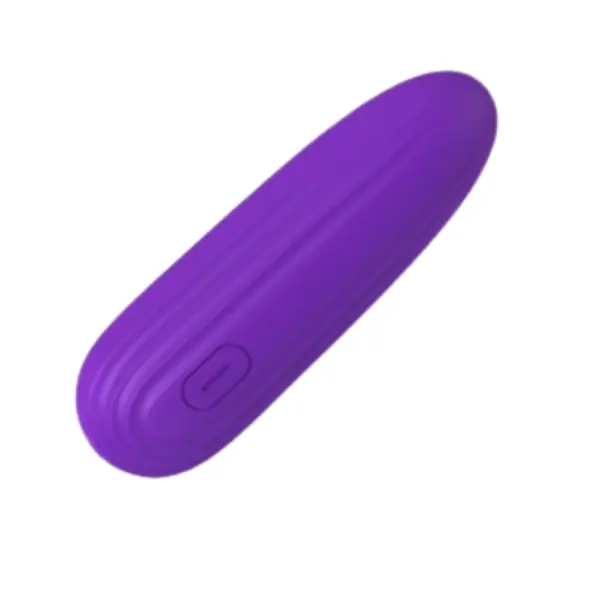 Hands-Free Egg Vibrator – Freya shown from the side to highlight its ergonomic egg shape and ridged silicone exterior for added sensation.