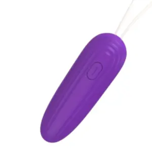 Hands-Free Egg Vibrator – Freya in bold purple with a textured silicone surface and twin white retrieval cord for secure and easy use.