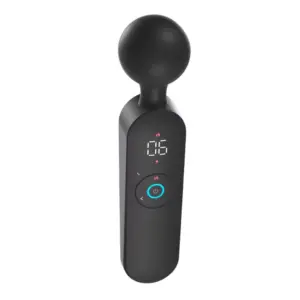 Angled view of the Wand Massager Vibrator – Wanda showing its ergonomic handle, digital control interface, and rounded flexible head for targeted massage.