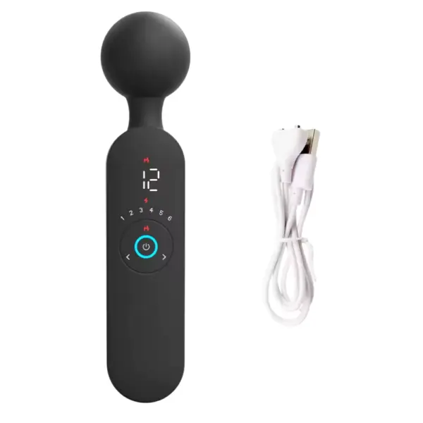 The Wand Massager Vibrator – Wanda displayed with its USB magnetic charging cable, highlighting its rechargeable and travel-ready design.