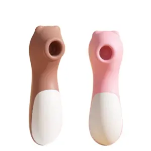 Clit Suction Vibrator – Cubby displayed in both mocha and pink color options, featuring soft rounded forms and identical suction head design.