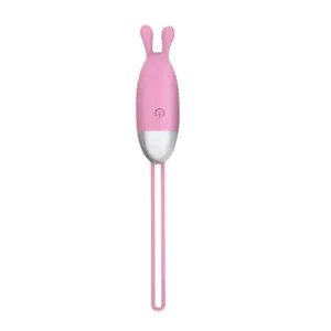 Smartphone Controlled Egg Vibrator – SmartLush in soft pink with white detailing, featuring flexible silicone antenna tips and a long retrieval loop.