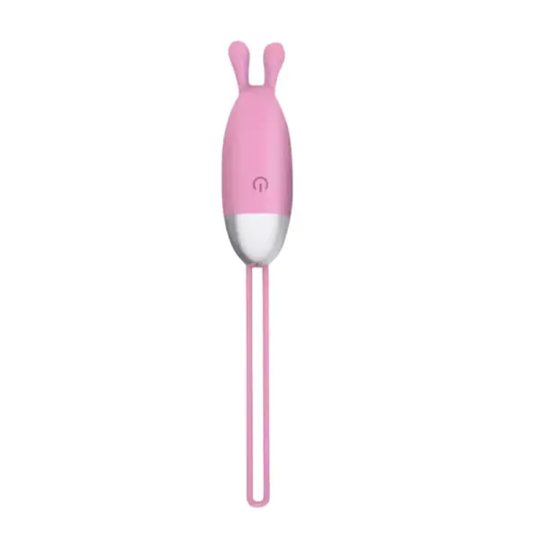 Smartphone Controlled Egg Vibrator – SmartLush in soft pink with white detailing, featuring flexible silicone antenna tips and a long retrieval loop.