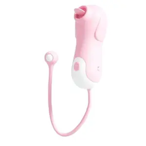 Vibrating Love Egg – VivaEgg shown in pink with a long flexible tail, rounded remote tip, and a soft suction-style opening with a curved tongue.