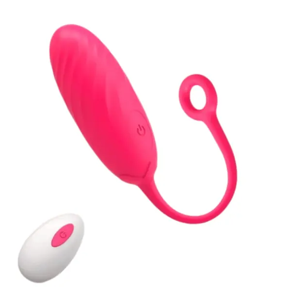 Pink Wireless Egg Vibrator – BlushPop with matching remote control, featuring a single-button design for hands-free or partnered use.