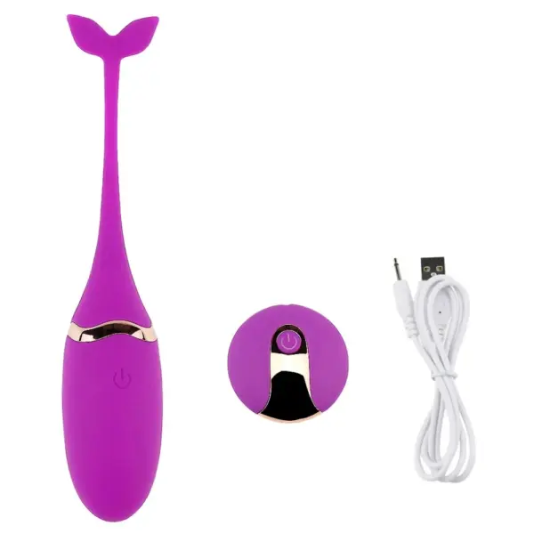 Remote Vibrating Egg Toy – Playette includes a purple silicone egg, matching wireless remote, and USB charging cable for convenient, discreet use.