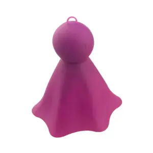 A purple Single Nipple Stimulator-Boobie Boo shaped like a small ghost figure, shown upright to highlight its smooth silicone surface and rounded top.