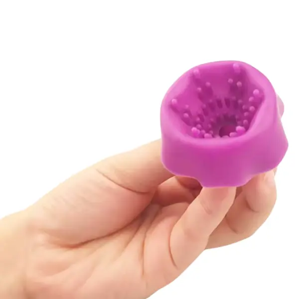 Close-up of the Single Nipple Stimulator-Boobie Boo's bottom, revealing soft silicone bristles and internal texture designed for gentle nipple stimulation.