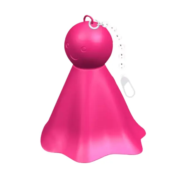 A vibrant hot pink Single Nipple Stimulator-Boobie Boo with a smiling face and attached keychain loop, designed for discreet portability.