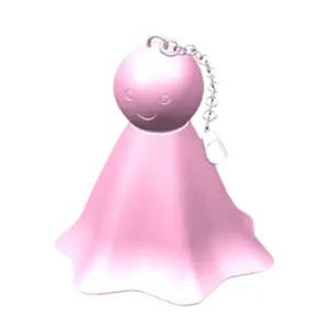 The Single Nipple Stimulator-Boobie Boo in a soft pink tone with a cheerful face and silver chain, adding a playful touch to its compact design.