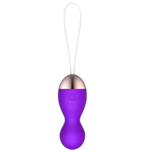The Heated Egg Vibrator – WarmBlush in rich purple with a smooth silicone body and looped cord, combining stylish design with warming pleasure.