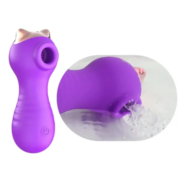 Air Pulse Vibrator – Aerella partially submerged in water with visible stream from its suction tip, emphasizing its waterproof design.