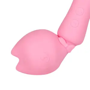 Detailed look at the Personal Wand Massager – PurrPlay’s soft silicone cat head with embossed facial features and a flexible neck beneath a sculpted bowtie.