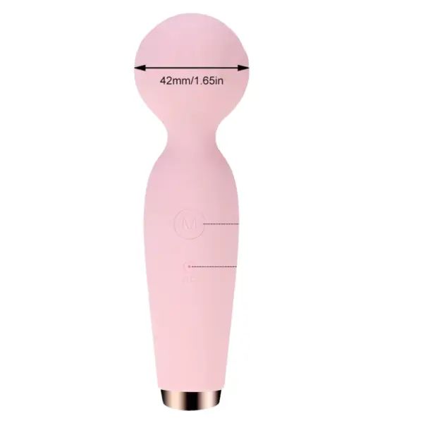 Silicone Wand Vibrator - Velvet Lure with visible 42mm/1.65in head measurement, showing precise size for targeted massage