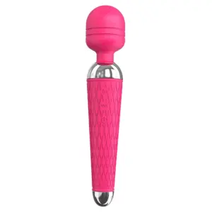 The Wireless Wand Vibrator – FreeFlick in vibrant pink features a flexible silicone head and textured grip handle designed for ergonomic pleasure and ease of control.