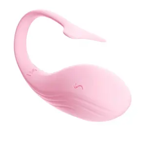 Egg Vibrator for Couples – DuoDrop in soft pink with a smooth, contoured silicone body and a flexible, curved tail for comfortable wear and targeted stimulation.