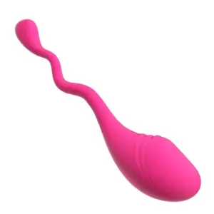The G-spot Egg Vibrator – SpotOn in vibrant pink with a wavy, flexible tail and bulbous body designed for targeted internal stimulation.