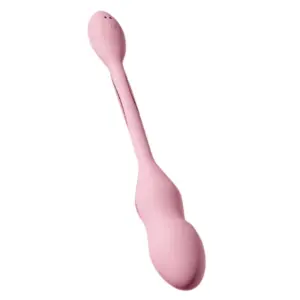 Close-up of the Airvea inflatable curve love egg vibrator featuring a smooth pink silicone finish and elongated curved body for comfortable use.